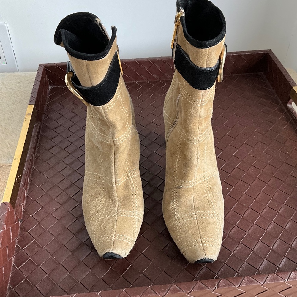 Italian Made Suede Neutral Ankle Boots